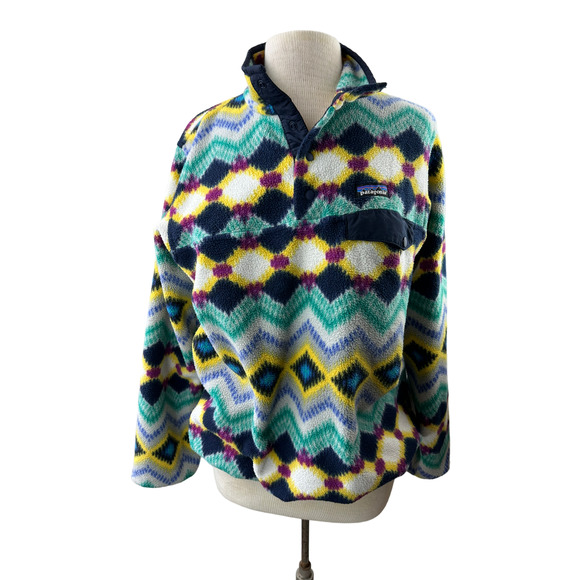 Patagonia Lightweight Synchilla Snap-T Fleece Pullover Timber Twist Aztec Size L - Picture 3 of 12